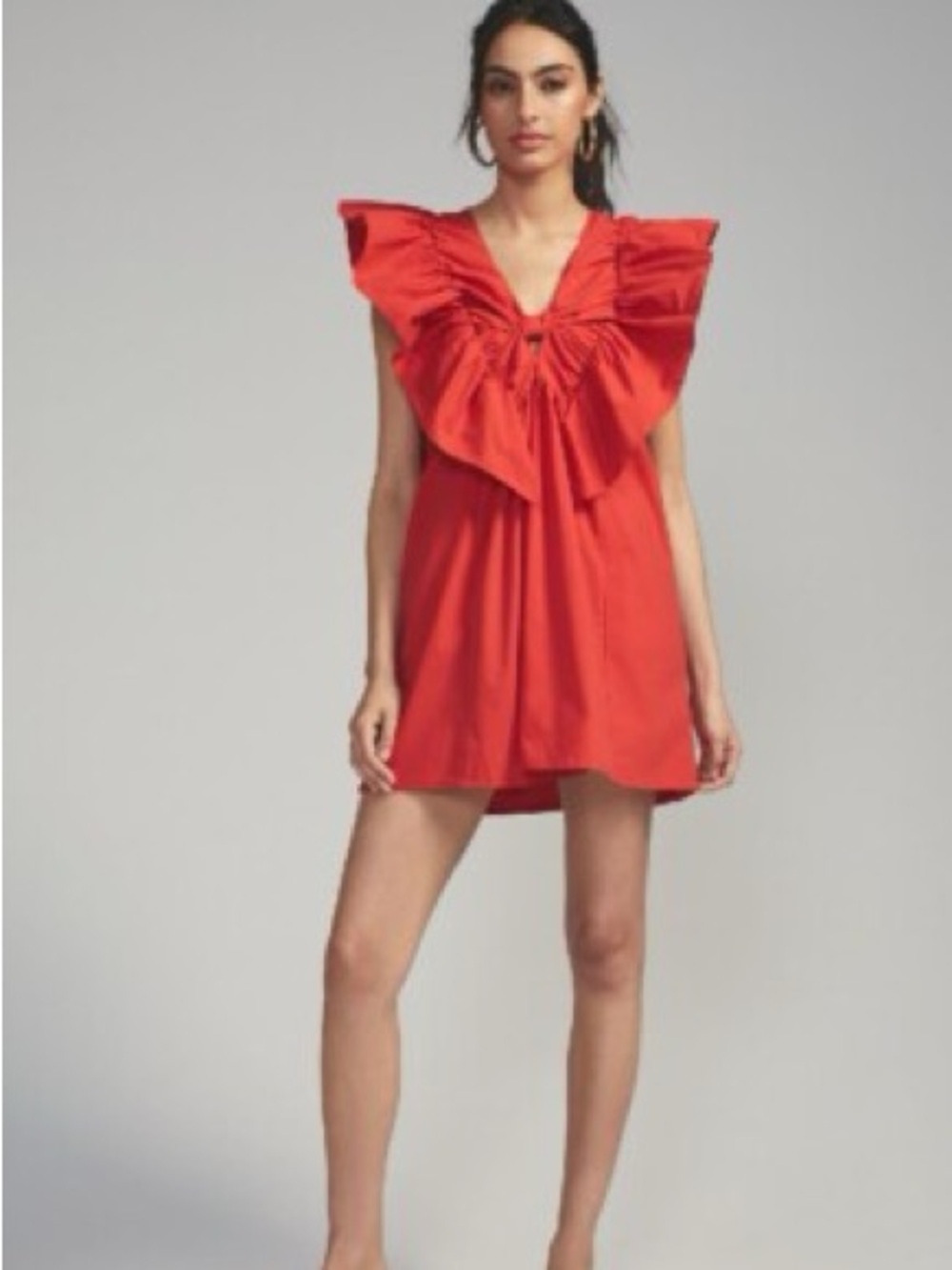 Anthropologie Blue Tassel Ruffled Waistless Mini Dress Size XS